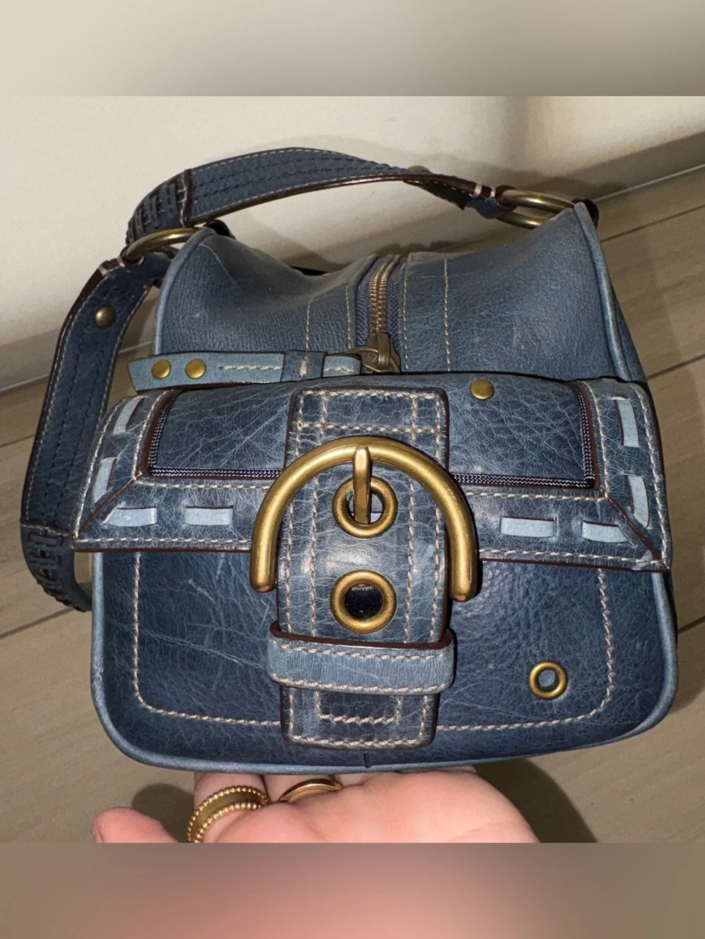 RARE Limited Edition Coach Mia Satchel – Style 10064 – Ink Blue Leather